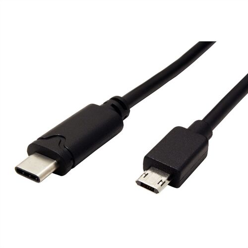 Cable  USB 2.0 3 M.  Tipo  C - Micro B (reversible), M/M, negro, ROLINE
