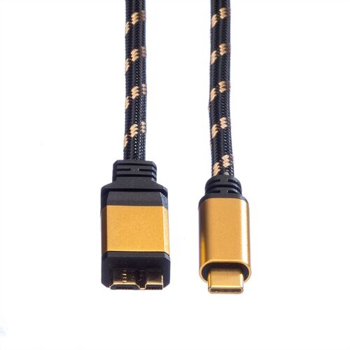 Cable USB 3.2 Gen 1, 1 M., GOLD, tipo C-Micro B, M/M, ROLINE