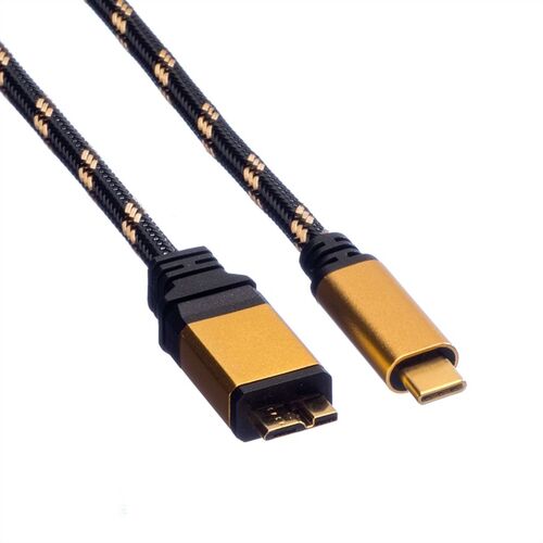 Cable USB 3.2 Gen 1, 1 M., GOLD, tipo C-Micro B, M/M, ROLINE