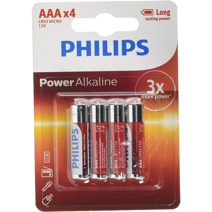 Philips Pilas Alcalinas Power  LR03 / AAA blister de 4 unidades
