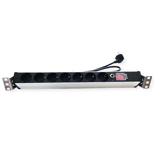 VALUE 19 1UH, PDU 7 - way Socket, 45 with overload protector, 2m