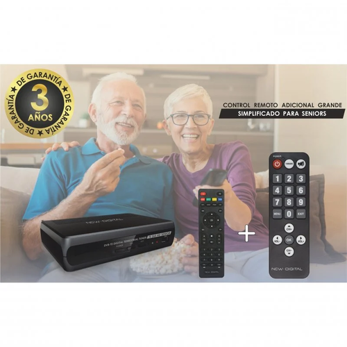 Receptor TDT-HD New Digital con dos mandos, uno simplificado para  personas mayores