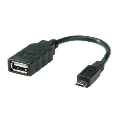 CABLE USB 2.0 0,15M MICRO USB B M - USB A H OTG NEGRO ROLINE