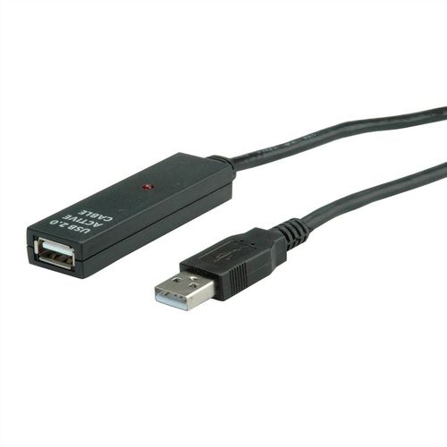 CABLE DE EXTENSION A M/A H USB 2.0 ACTIVO NEGRO 30 M VALUE