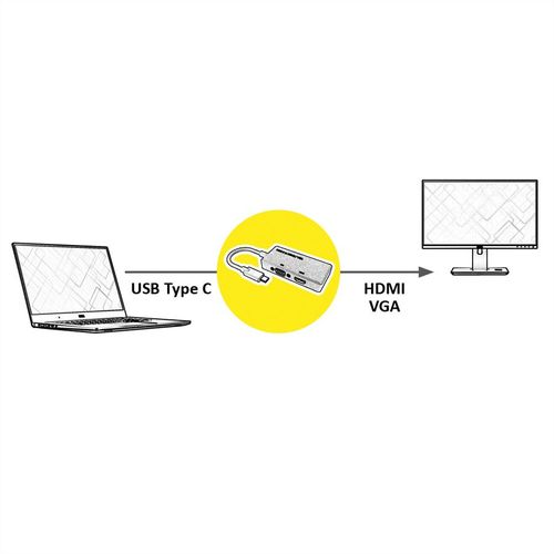 CONVERTIDOR USB3.1 C - HDMI/VGA NEGRO VALUE