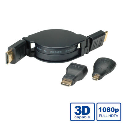 CABLE HDMI 1,2 M HDMI 3 EN 1 SET ALTA VELOCIDAD CON ETHERNET RETRACTIL VALUE