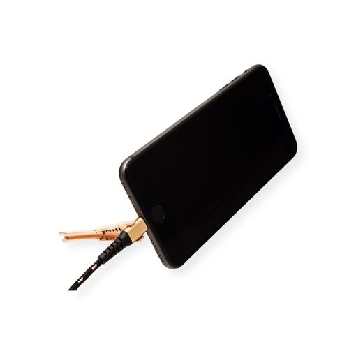 Cable USB 2.0 1 metro a Lightning Gold para iPhone, iPod, iPad, con funcin de soporte para telfono inteligente, Roline