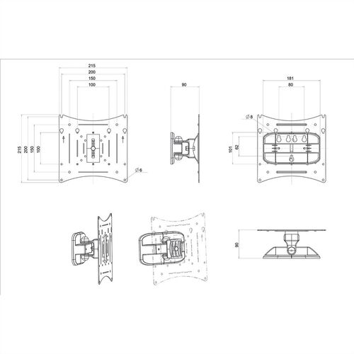 Brazo/soporte para monitor LCD ROLINE, montaje en pared, 2 juntas