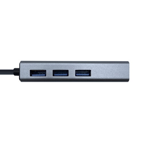 CONVERTIDOR-HUB USB3.1 GEN1 USB TIPO C A ETHERNET GIGABIT 10/100/1000 MBPS + HUB 3xUSB3.0 GRIS 15CM