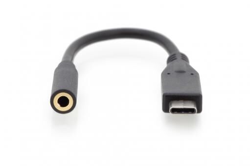 CINVERTIDOR USB TIPO C USB 3.1MACHO-JACK 3,5 MM HEMBRA 20 CM NEGRO