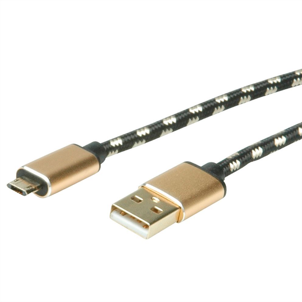 CABLE USB 2.0 1,8 M. A M- MICRO USB B M REVERSIBLE GOLD NEGRO ROLINE-gallery-1