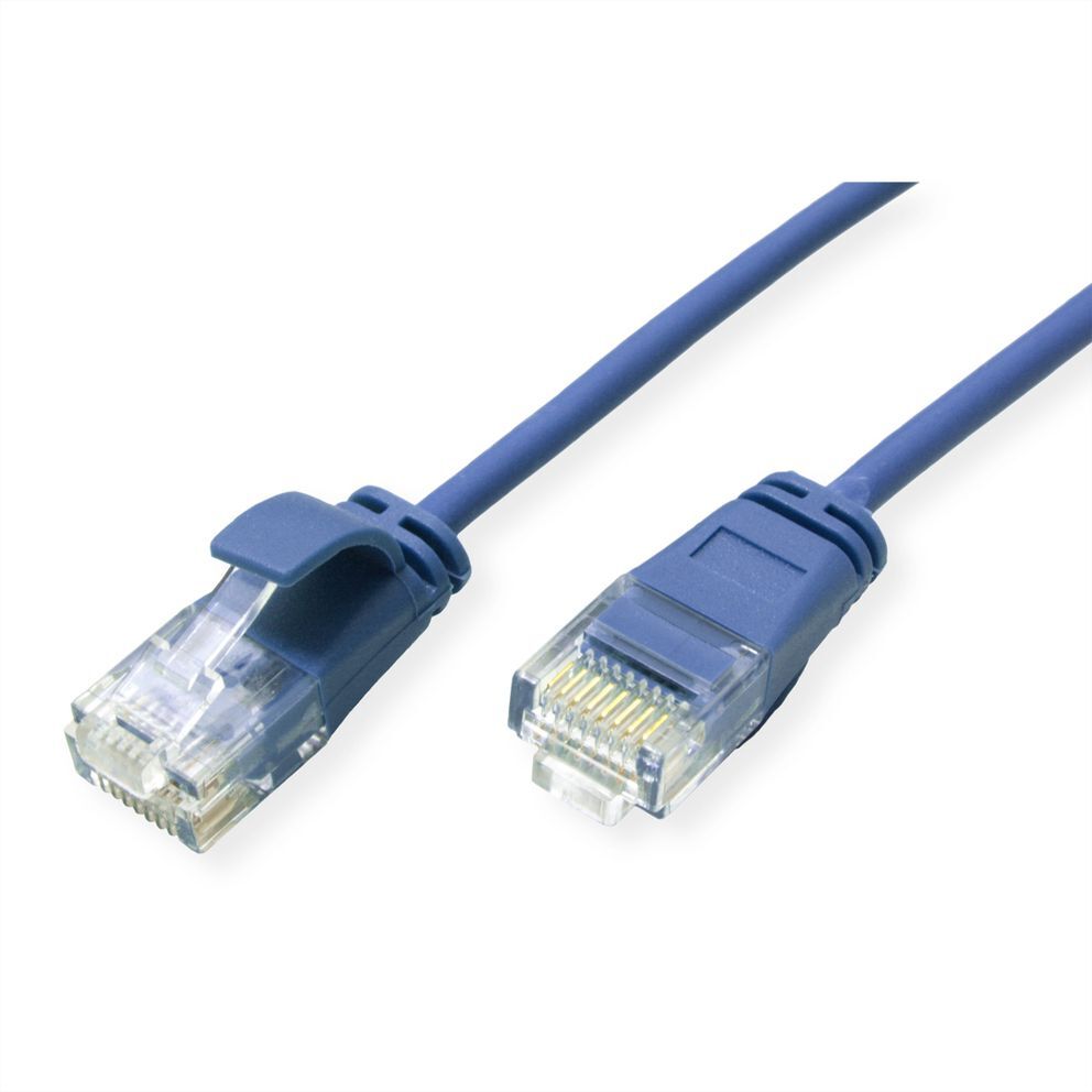 LATIGUILLO RJ45 0,15 M CAT.6A UTP DATA CENTER LSOH SLIM COBRE AZUL ROLINE