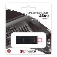 PENDRIVE MEMORIA USB 3.2 GEN1 KINGSTON DATATRAVELER EXODIA 256GB (CON TAPA Y ENGANCHE PARA LLAVERO) COLOR NEGRO