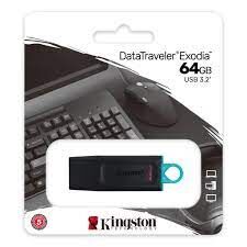 PENDRIVE MEMORIA USB 3.2 GEN1 KINGSTON DATATRAVELER EXODIA 64GB (CON TAPA Y ENGANCHE PARA LLAVERO) COLOR NEGRO (CANON 0.24€ INCLUIDO)