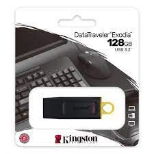 PENDRIVE MEMORIA USB 3.2 GEN1 KINGSTON DATATRAVELER EXODIA 128GB (CON TAPA Y ENGANCHE PARA LLAVERO) COLOR NEGRO (CANON 0.24€ INCLUIDO)