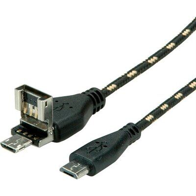 Cable USB2.0  1 M , TIPO A+MicroB M /MicroB,  M,   OTG,1, ROLINE