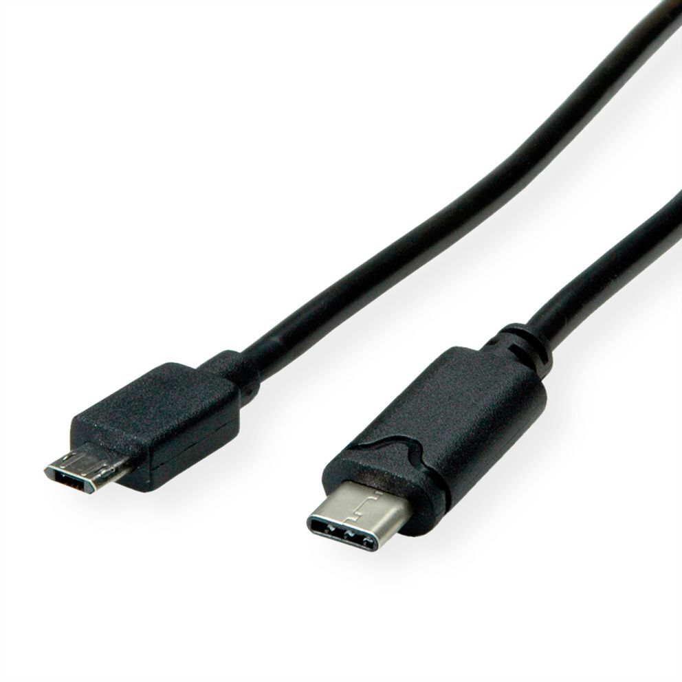 Cable  USB 2.0 3 M.  Tipo  C - Micro B (reversible), M/M, negro, ROLINE