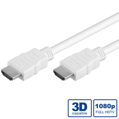 CABLE HDMI 1 M. HDMI M/HDMI M, ALTA VELOCIDAD CON ETHERNET 1080P 2k 3D  BLANCO VALUE