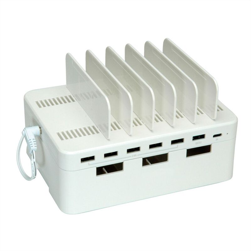 Cargador  USB 7 puertos (5x tipo A, 1x QC3.0, 1x tipo C), con caja de almacenamiento VALUE-gallery-thumb-1