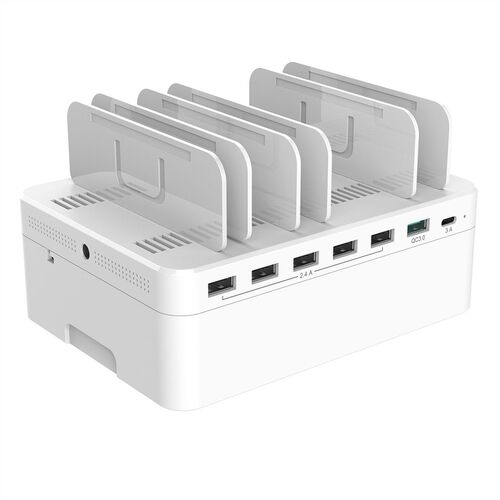 Cargador  USB 7 puertos (5x tipo A, 1x QC3.0, 1x tipo C), con caja de almacenamiento VALUE