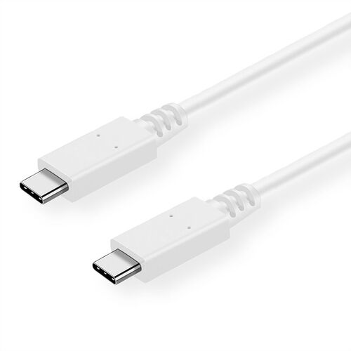 Cable USB 3.2 Gen 2, 1 M, Tipo C,  PD (Power Delivery) 20V5A, con Emark, C-C, M/M, blanco, 1 m VALUE