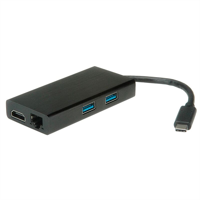 USB Tipo C Docking Station 1x HDMI + 2x USB 3.2 Gen 1 + 1x Fast Ethernet LAN, negro STANDARD