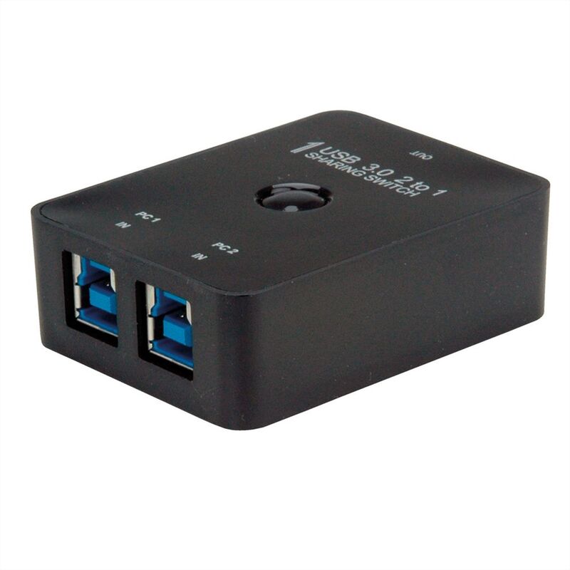 Conmutador Manual USB 3.2 Gen 1 Switch, 2 Puertos, Negro, VALUE