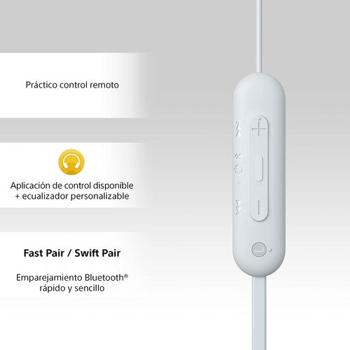 Sony WI-C100 Auriculares Inalmbricos -Batera, Micrfono, Conectividad Bluetooth Fiable, Blanco