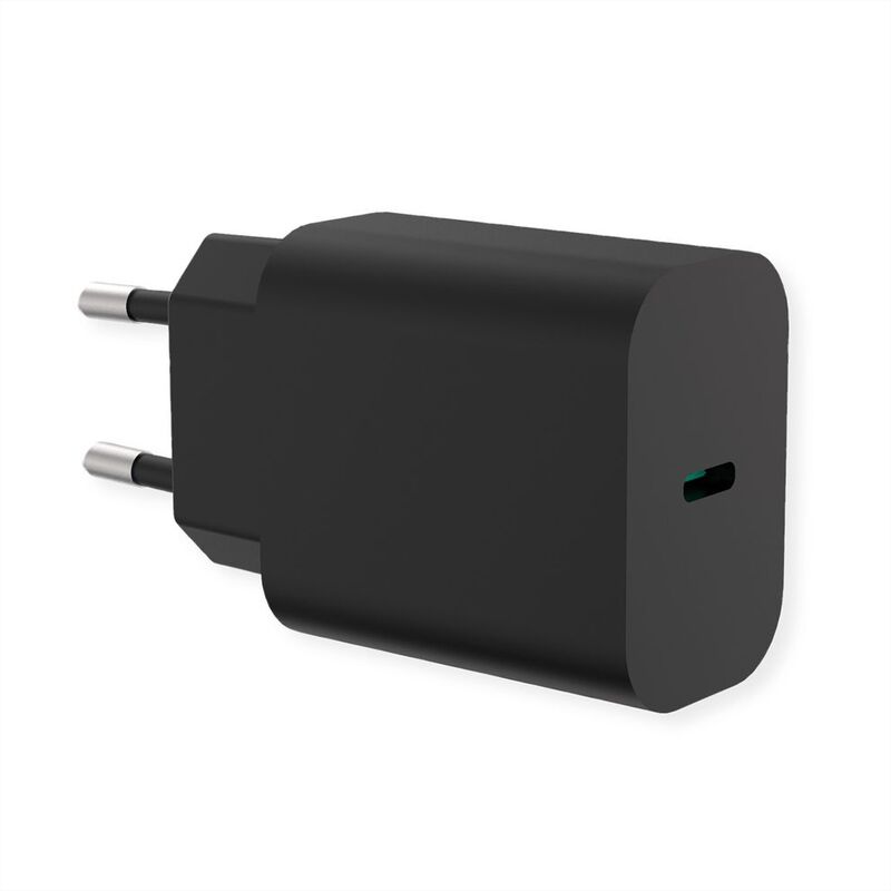 Cargador de pared con alimentación USB, enchufe UE, 1 puerto tipo C, 25 W VALUE