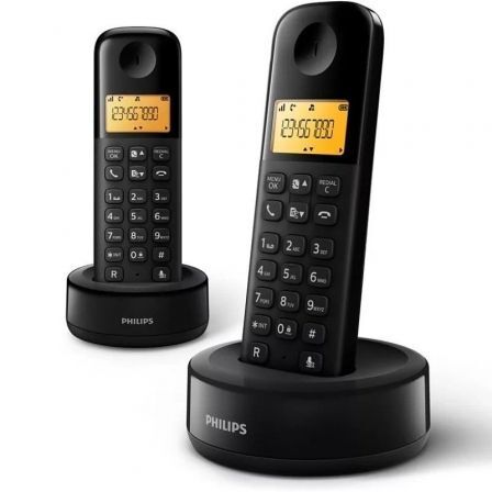 Teléfono Inalámbrico D1602B/34/ Pack DUO/ Negro Philips