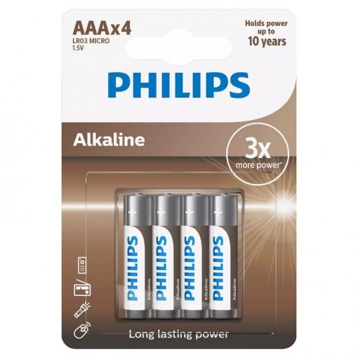 Philips Pilas Alcalina LR03  AAA blister 4 unidades