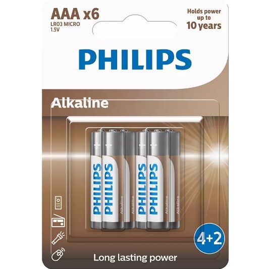 Philips Pilas Alcalinas LR03 Blister  4+2 AAA