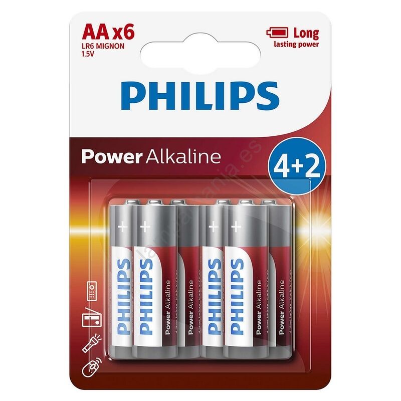 Philips Pilas Alcalinas Power LR6 / AA Blister 4+2 unidades
