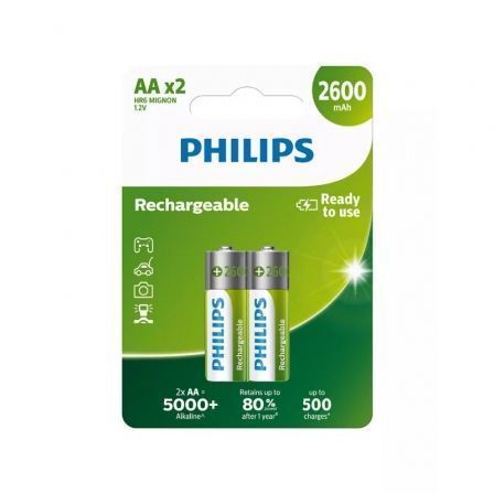 Pilas Recargables  AA / R6 2600 mAh 1.2V/ Blister 2 unidades Philips