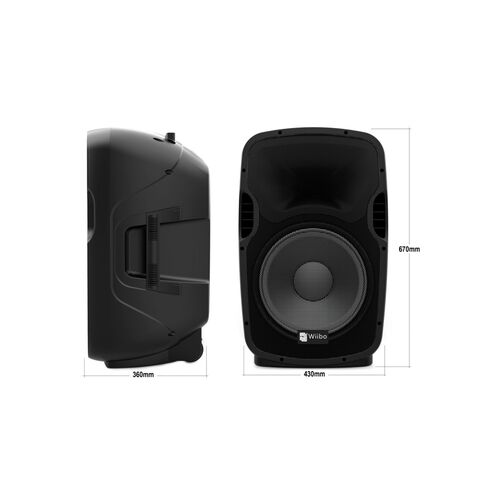 Wiibo Festa 15BT Altavoz Activo Profesional 15" 600W Pico Bluetooth + Soporte + Cable + Micrfono