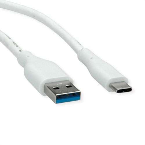 Cable USB 3.2 Gen 1,  A Macho- Tipo C, M/M, 3 m, Blanco, VALUE