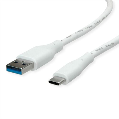 Cable USB 3.2 Gen 1,  A Macho- Tipo C, M/M, 3 m, Blanco, VALUE