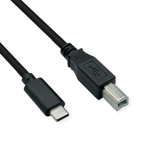 Cable USB 2.0 tipo C, C-B, M/M, negro, 3 m