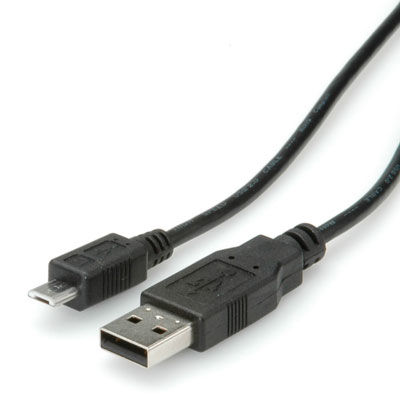 CABLE USB 2.0 1,8 M. A M- MICRO USB B M NEGRO ROLINE