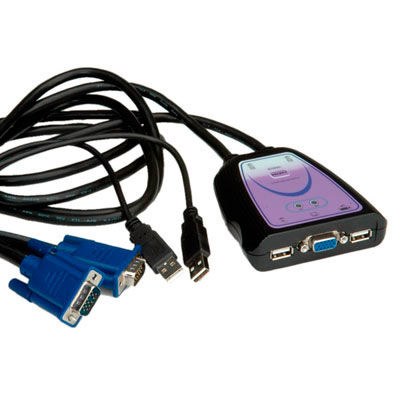KVM CONMUTADOR AUTOMATICO 2 PC'S STAR MINI USB CON CABLES INCORPORADOS