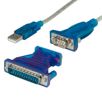 CONVERTIDOR USB A SERIE RS232 DB9M CON ADAPTADOR  A DB25M CABLE DE 1,8 M. VALUE