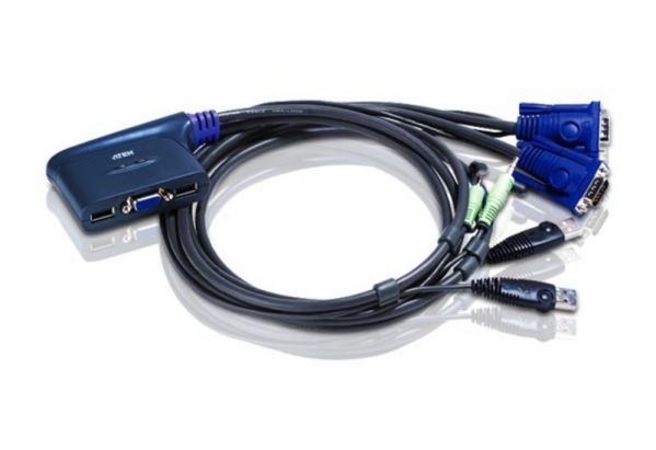 ATEN CONMUTADOR KVM CON CABLE VGA/AUDIO USB DE 2 PUERTOS (0,9M) CS62US