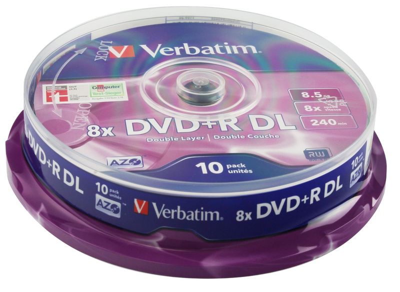 VERBATIM DVD+R DL 8,5GB 8X SILVER CAKEBOX 10UD. DOBLE CAPA