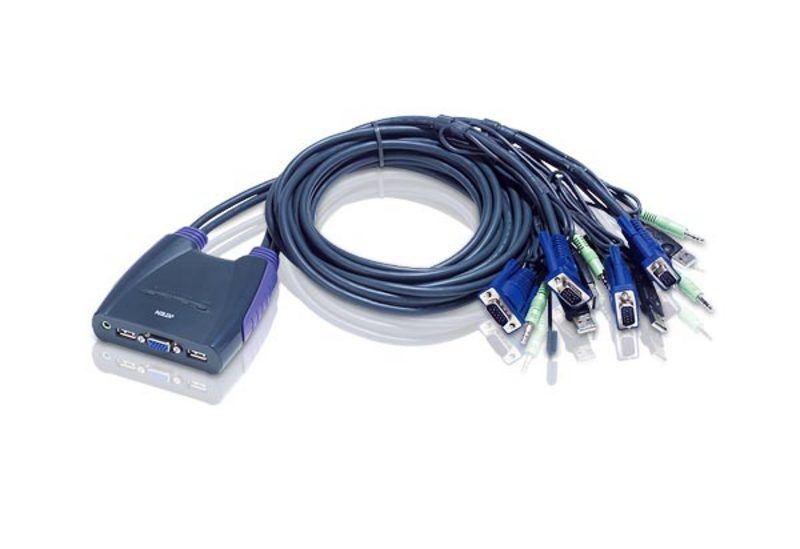 ATEN CONMUTADOR KVM CON CABLE VGA/AUDIO USB DE 4 PUERTOS (0,9 M Y 1,2 M)  CS64US
