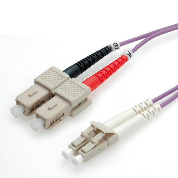 CABLE FIBRA OPTICA 2 M DUPLEX MULTIMODO  50/ 125 Micras, LC-SC, OM4, VIOLETA VALUE