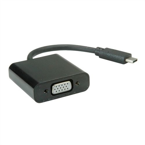CONVERTIDOR USB TIPO C 3.1 MACHO - VGA HEMBRA CON AUDIO 15 CMS NEGRO VALUE