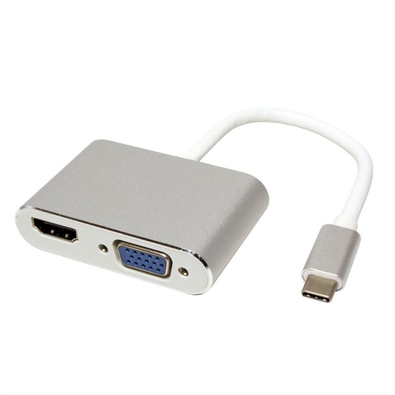 CONVERTIDOR USB3.1 TIPO C - HDMI/VGA, M/H PLATA ROLINE-gallery-1