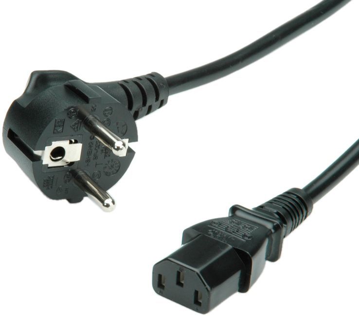 CABLE ALIMENTACION 3 M. SCHUKO ANGULADO -IEC320 C13, 10A NEGRO ROLINE