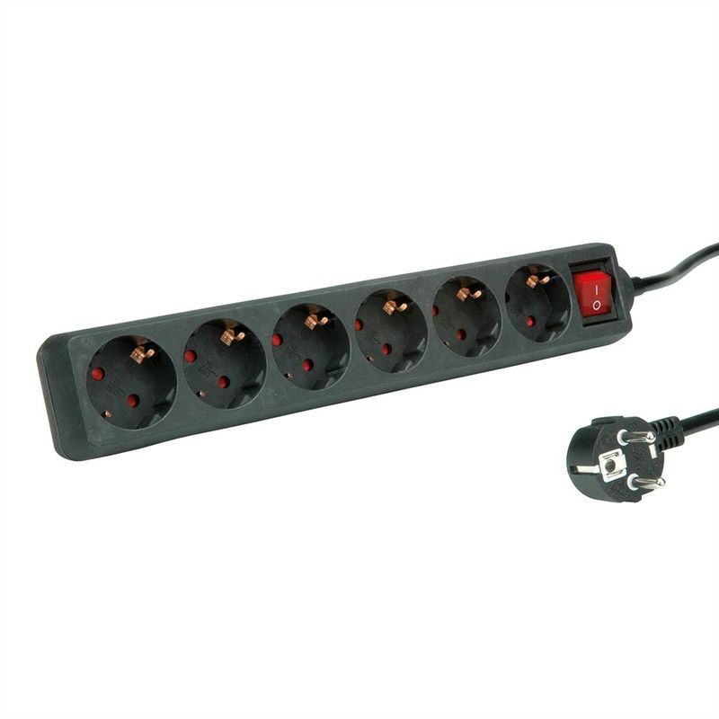 ROLINE Power Strip, 6x, with Switch, black, 6m-gallery-thumb-0