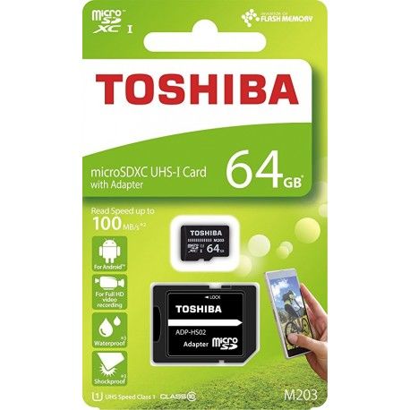 TOSHIBA MEMORIA MICRO SD+ADAPTADOR 64GB 100MB/S CLASE 10